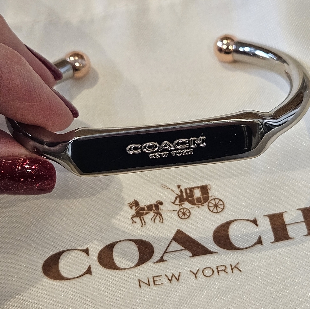 Coach Silver and Rose Gold Cuff Bracelet